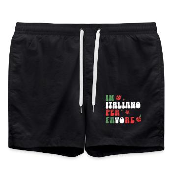 in italiano per favore - funny italian language  - Swim Trunks - black - Front - AI Model Male 185 light (185cm)