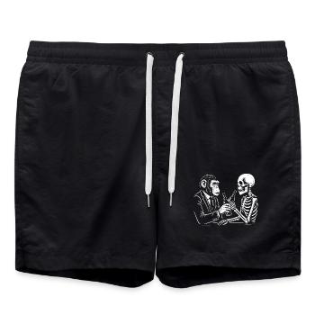 Affe und Skelett trinken Bier in der Kneipe. - Badeshorts - Schwarz - Vorne - AI Model Male 185 light (185cm)