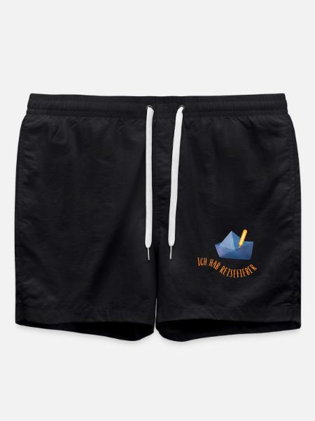 Travel Fever Paper Boat Holiday Cool Sayings Sea - Swim Trunks - black