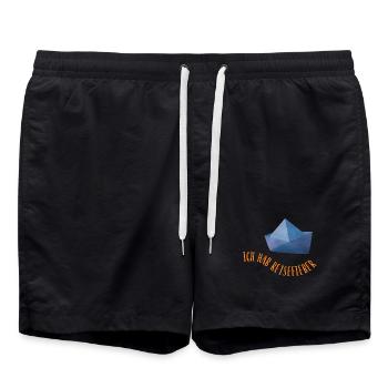 Reisefieber Papierschiff coole Sprüche urlaubsreif - Badeshorts - Schwarz - Vorne - AI Model Male 185 light (185cm)