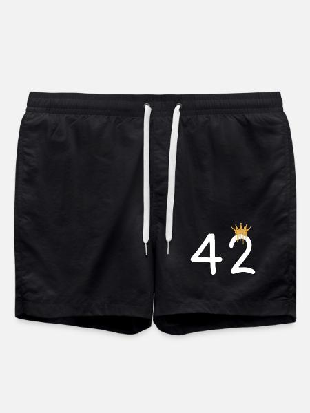 Graffiti-Zahl 42 mit Krone - Badeshorts - Schwarz