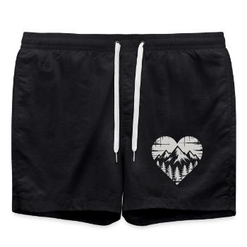 Bergkulisse Herz Design - Badeshorts - Schwarz - Vorne - AI Model Male 185 light (185cm)