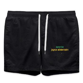 Überraschung Alles Gute zum Geburtstag - Badeshorts - Schwarz - Vorne - AI Model Male 185 light (185cm)