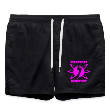 Barfuß zum Festival-Sommer - celebrate barefoot - Badeshorts - Schwarz - Vorne - AI Model Male 185 light (185cm)