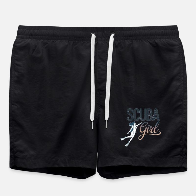 Scuba Girl Diver Design - Swim Trunks - black