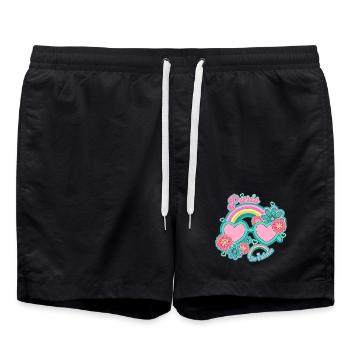 Paris Rainbow Rosé Hearts - Swim Trunks - black - Front - AI Model Male 185 light (185cm)