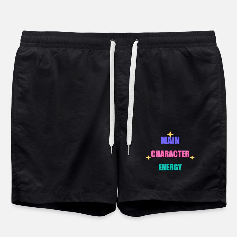 Main Character Energy - Swim Trunks - black