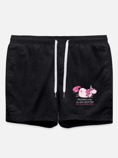 Lustige Dickes Einhorn Spruch Molliges Einhorn - Badeshorts - Schwarz