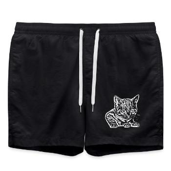 Chat Chat Bébé T-shirt Idée Cadeau - Short de bain - noir - Devant - AI Model Male 185 light (185cm)