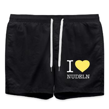 I love Nudeln - Badeshorts - Schwarz - Vorne - AI Model Male 185 light (185cm)