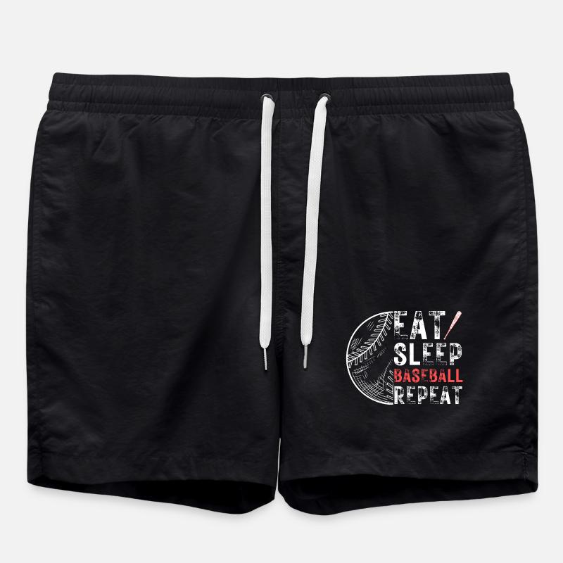 Eat Sleep Baseball Repeat - Swim Trunks - black