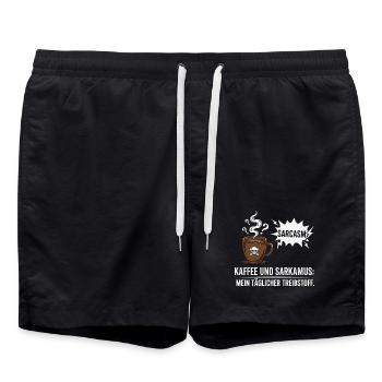 Café et sarcasme - Short de bain - noir - Devant - AI Model Male 185 light (185cm)