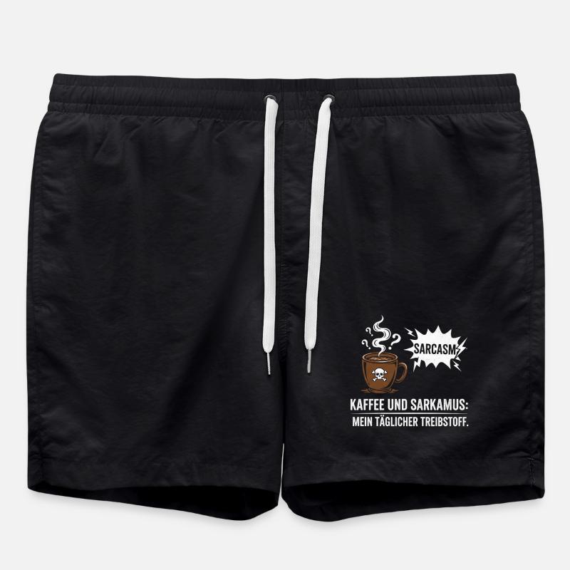 Kaffee und Sarkasmus Treibstoff - Badeshorts - Schwarz