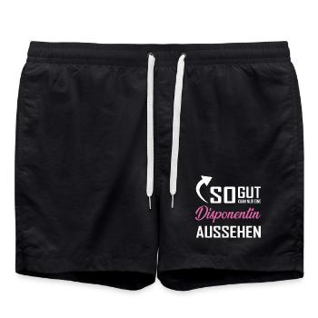 So gut kann nur eine Disponentin aussehen - Badeshorts - Schwarz - Vorne - AI Model Male 185 light (185cm)