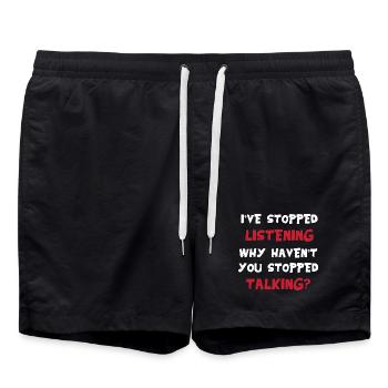 Je n’écoute pas – sarcastique disant drôle - Short de bain - noir - Devant - AI Model Male 185 light (185cm)