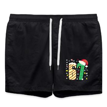 67 Christmas  - Badeshorts - Schwarz - Vorne - AI Model Male 185 light (185cm)