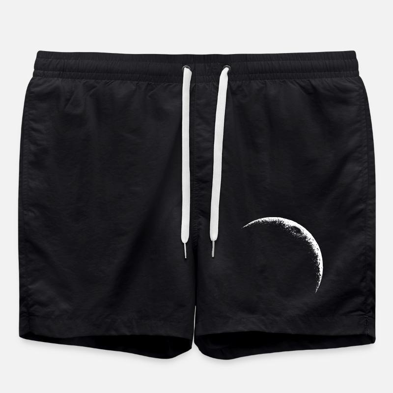 Crescent Moon, Celestial Moon - Swim Trunks - black