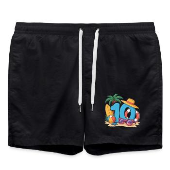 10. Geburtstagsurlaub 10 Jahre - Badeshorts - Schwarz - Vorne - AI Model Male 185 light (185cm)