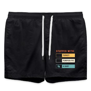 Thanksgiving Gender Reveal Mom-to-be - Swim Trunks - black - Front - AI Model Male 185 light (185cm)