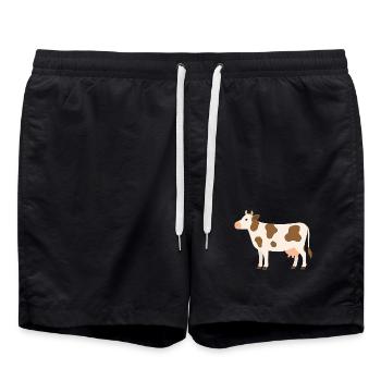 Pastel Cow with Brown Spots - Swim Trunks - black - Front - AI Model Male 185 light (185cm)