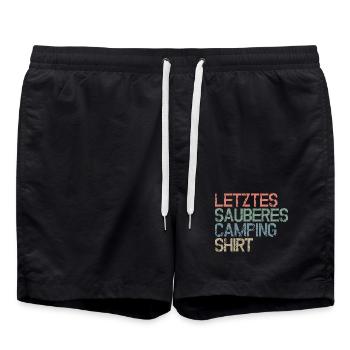 Dernière chemise propre de camping - Expressions amusantes - Short de bain - noir - Devant - AI Model Male 185 light (185cm)