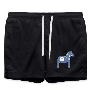 Dala Horse Sweden Christmas Tradition Wood Xmas - Swim Trunks - black - Front - AI Model Male 185 light (185cm)