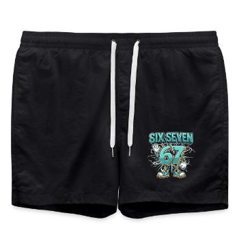 Meme 67 Six Seven Italian Meme Funny - Swim Trunks - black - Front - AI Model Male 185 light (185cm)