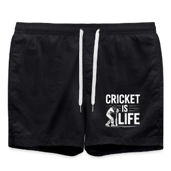 Lustiges Kricket Spruch Vintage Cricket Spiel - Badeshorts - Schwarz - Vorne - AI Model Male 185 light (185cm)