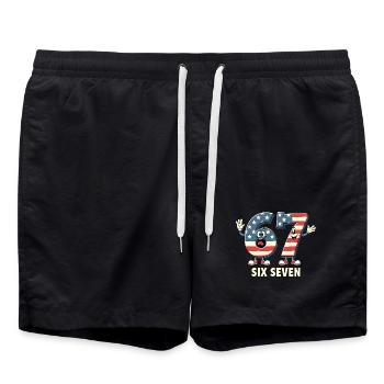 US Flag 67 Memes Six Seven - Short de bain - noir - Devant - AI Model Male 185 light (185cm)
