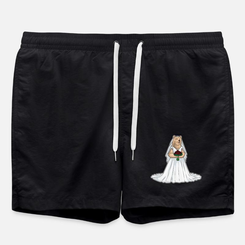 Bear Bridal Rose Wedding - Swim Trunks - black
