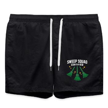 Curling Funny Sweep Hard Broom Cardio - Swim Trunks - black - Front - AI Model Male 185 light (185cm)