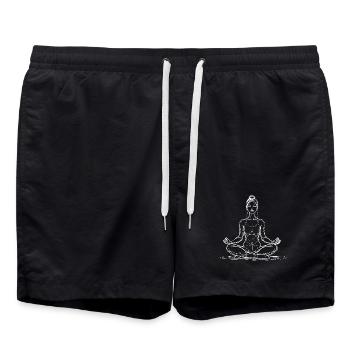 Lineart Yoga Meditation Lotus Pose - Swim Trunks - black - Front - AI Model Male 185 light (185cm)