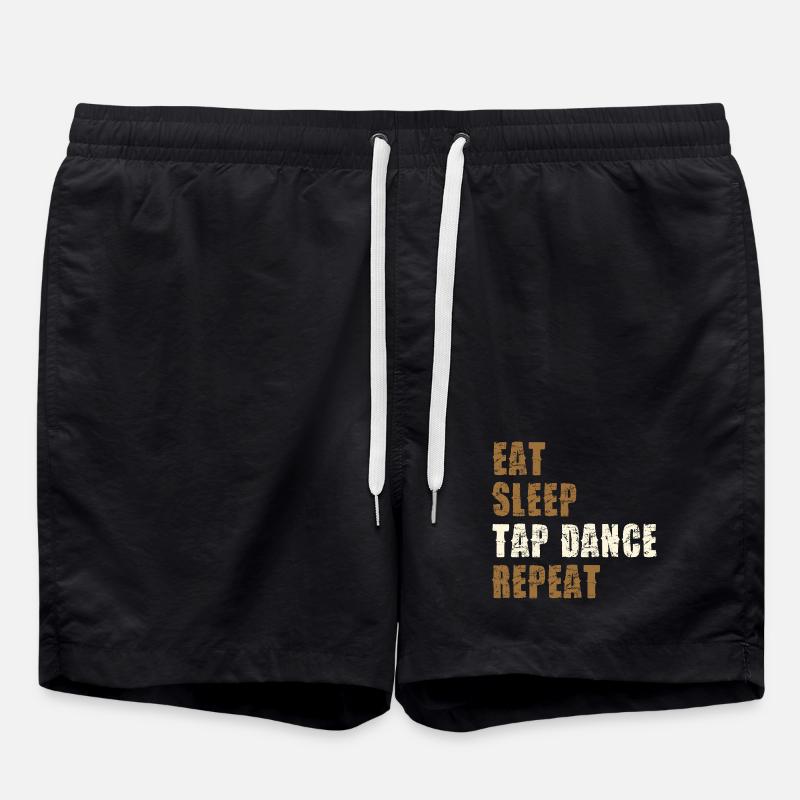 Eat Sleep Tap Dance Repeat - Swim Trunks - black