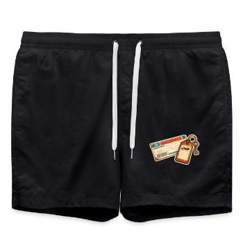 Conception vintage des étiquettes de billets d’avion pour bagages - Short de bain - noir - Devant - AI Model Male 185 light (185cm)