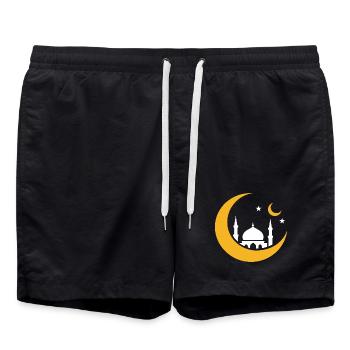 Islam Crescent Moon Mosque Silhouette - Swim Trunks - black - Front - AI Model Male 185 light (185cm)