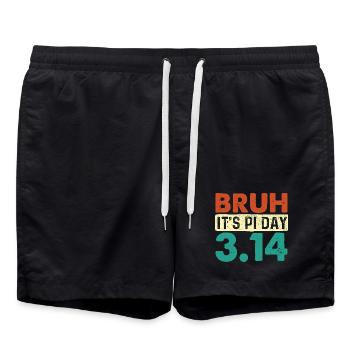 Bruh It’s Pi Day 3.14 Math Nerd Meme - Swim Trunks - black - Front - AI Model Male 185 light (185cm)