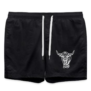 Bétail écossais des Highlands blancs - Short de bain - noir - Devant - AI Model Male 185 light (185cm)