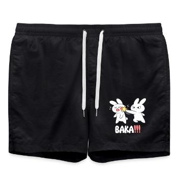 Baka Rabbit Slap Anime Lustiges Japanisches Otaku - Badeshorts - Schwarz - Vorne - AI Model Male 185 light (185cm)