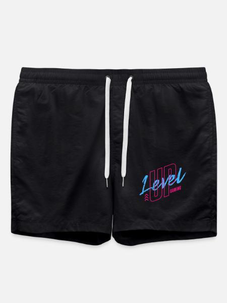 Neon Retro Gaming Logo 80s Vibe - Swim Trunks - black