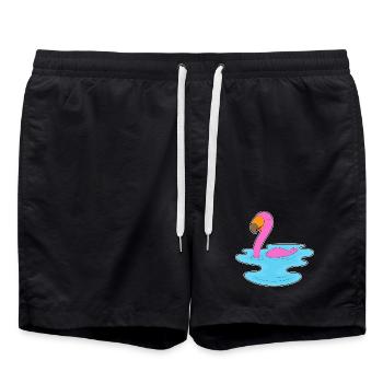 Natation au flamant rose - Short de bain - noir - Devant - AI Model Male 185 light (185cm)