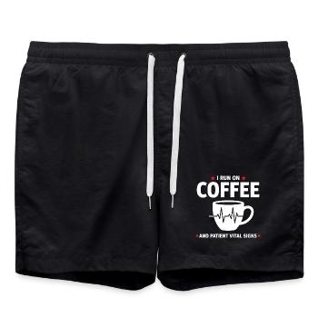 Humor Nurse Kaffee & Patientenvitalzeichen - Badeshorts - Schwarz - Vorne - AI Model Male 185 light (185cm)