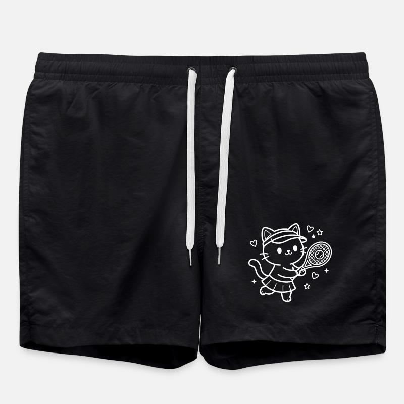Joueur de tennis Kawaii Cat - Short de bain - noir