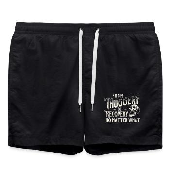 From Thuggery To Recovery No Matter What - Swim Trunks - black - Front - AI Model Male 185 light (185cm)