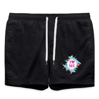 Self-Confidence Character Strength Coach I Love Me - Swim Trunks - black - Front - AI Model Male 185 light (185cm)