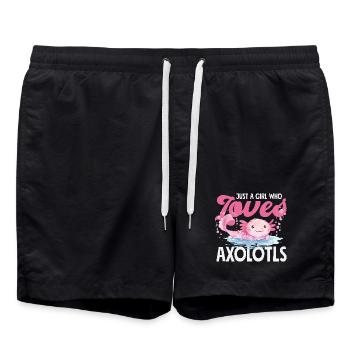 Mignon Axolotl Kawaii Amoureux des Axolotls - Short de bain - noir - Devant - AI Model Male 185 light (185cm)