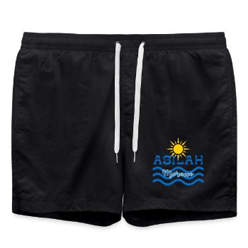 Asilah Morocco Sun Waves - Swim Trunks - black - Front - AI Model Male 185 light (185cm)