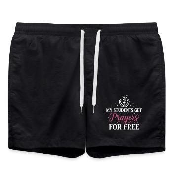 My Students Get Prayers Free Christian Teacher - Swim Trunks - black - Front - AI Model Male 185 light (185cm)
