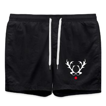Rudolph with glasses silhouette design - Swim Trunks - black - Front - AI Model Male 185 light (185cm)