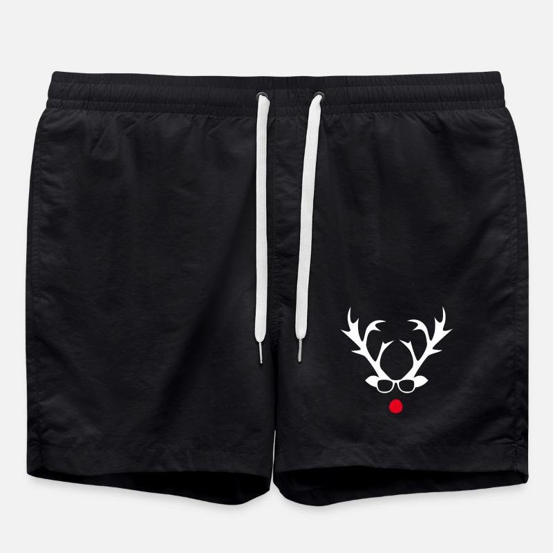 Rudolph with glasses silhouette design - Swim Trunks - black