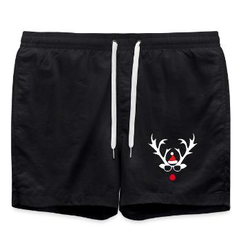 Rudolph Spectacled Reindeer Santa - Swim Trunks - black - Front - AI Model Male 185 light (185cm)